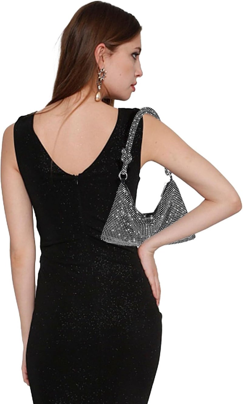 NEWROGENG Rhinestone Purse Sparkly Evening bag Silver Clutch Purses for Women Evening, Cross Body Handbags for Party Prom Club Wedding - Image 4